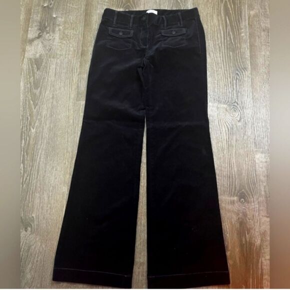 Ann Taylor's Loft jet black velvet feeling pants boot cut wide leg size 4 - Picture 4 of 7